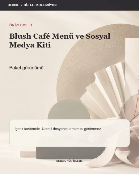 Blush Café Menü ve Sosyal Medya Kiti ürün ön izlemesi